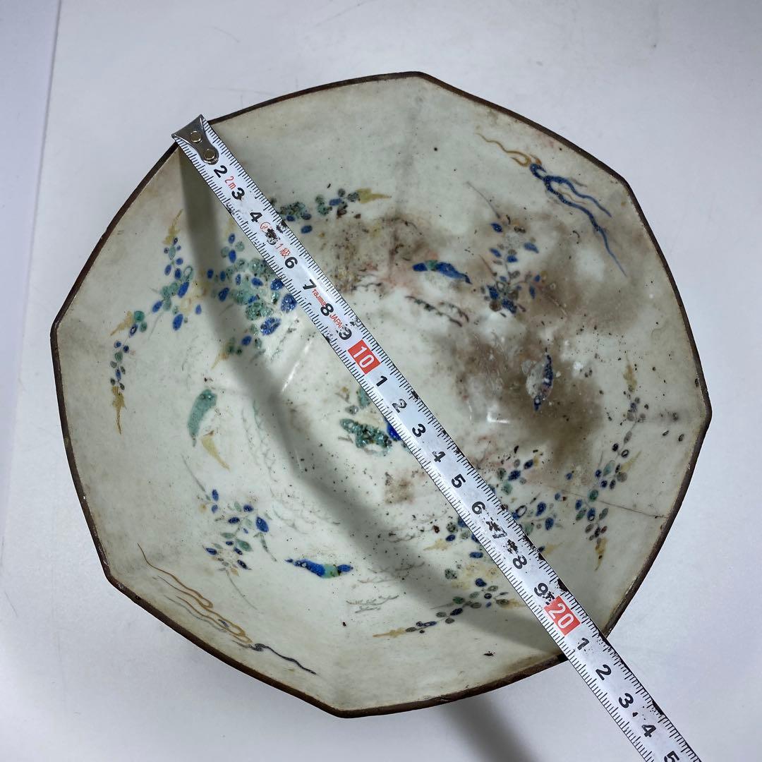 専用　江戸中期　柿右衛門八角鉢　幅約21.5㎝　東Y7-0312③タカチ