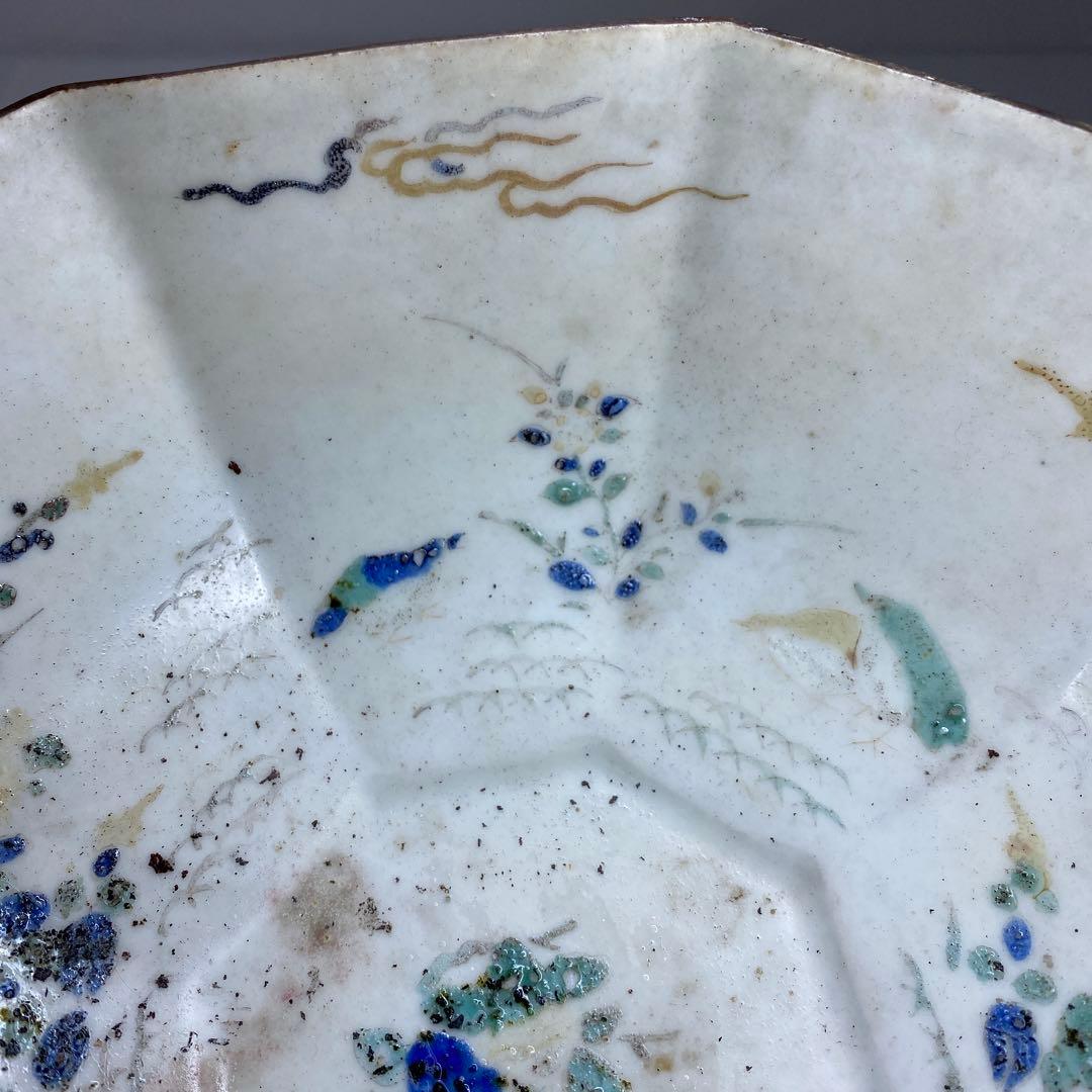 専用　江戸中期　柿右衛門八角鉢　幅約21.5㎝　東Y7-0312③タカチ