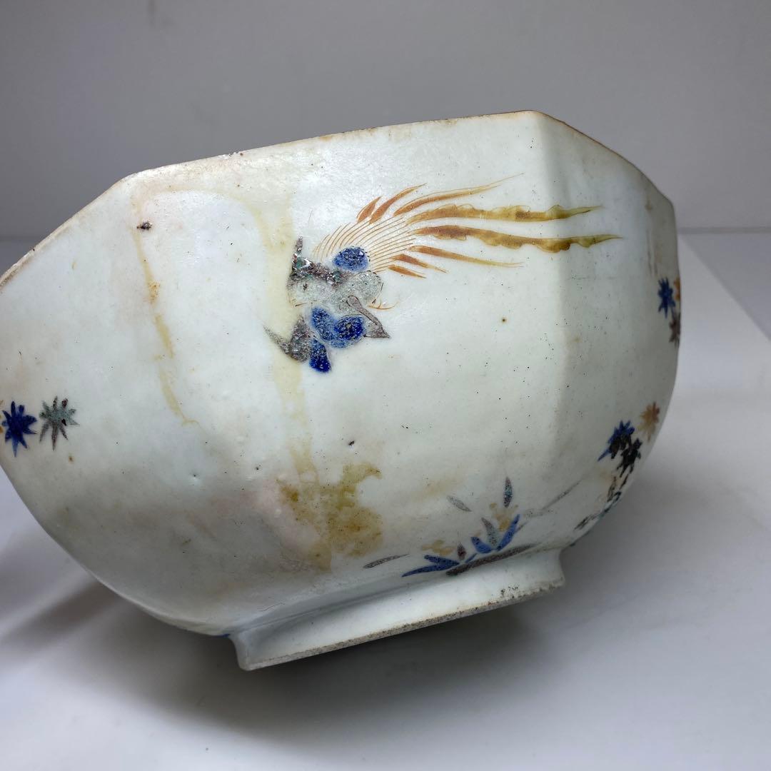 専用　江戸中期　柿右衛門八角鉢　幅約21.5㎝　東Y7-0312③タカチ