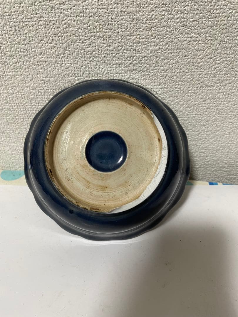 中国古美術　清時代霁蓝釉茶碗