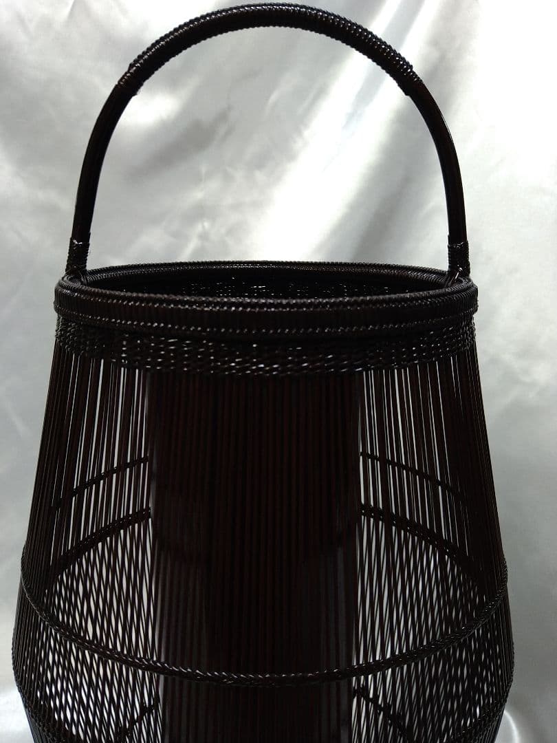 【稀少品】二代田辺竹雲斎 千集編瓜形 花籠 竹工芸品 美品 新品 芸術品