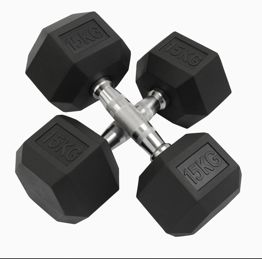【新品•未使用品】ヘキサゴンダンベル 15kg 2個セット 六角ダンベル　筋トレ