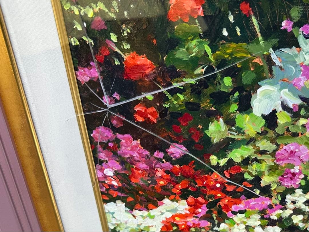 デイヴィッド・ロイド・グローバー 花で潤うパティオ　作品証明書付き