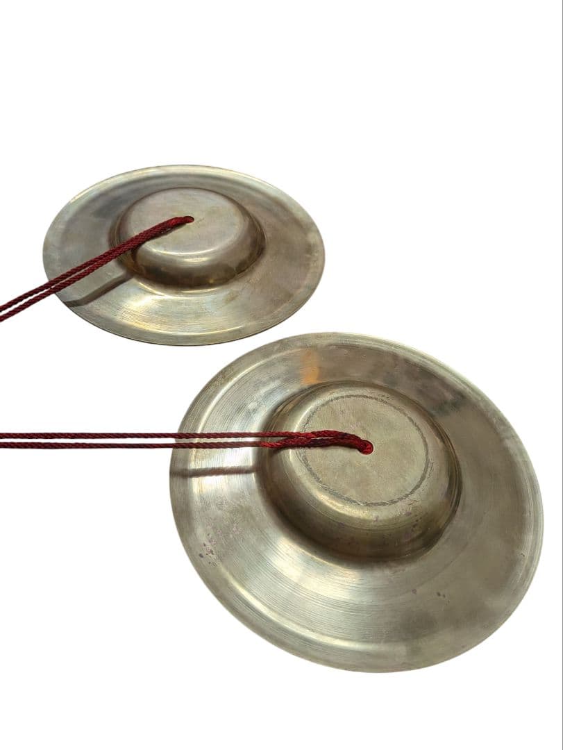 【日本製・真鍮製】手拍子(ちゃっぱ) 4寸5分 直径13,5cm 重目 房付