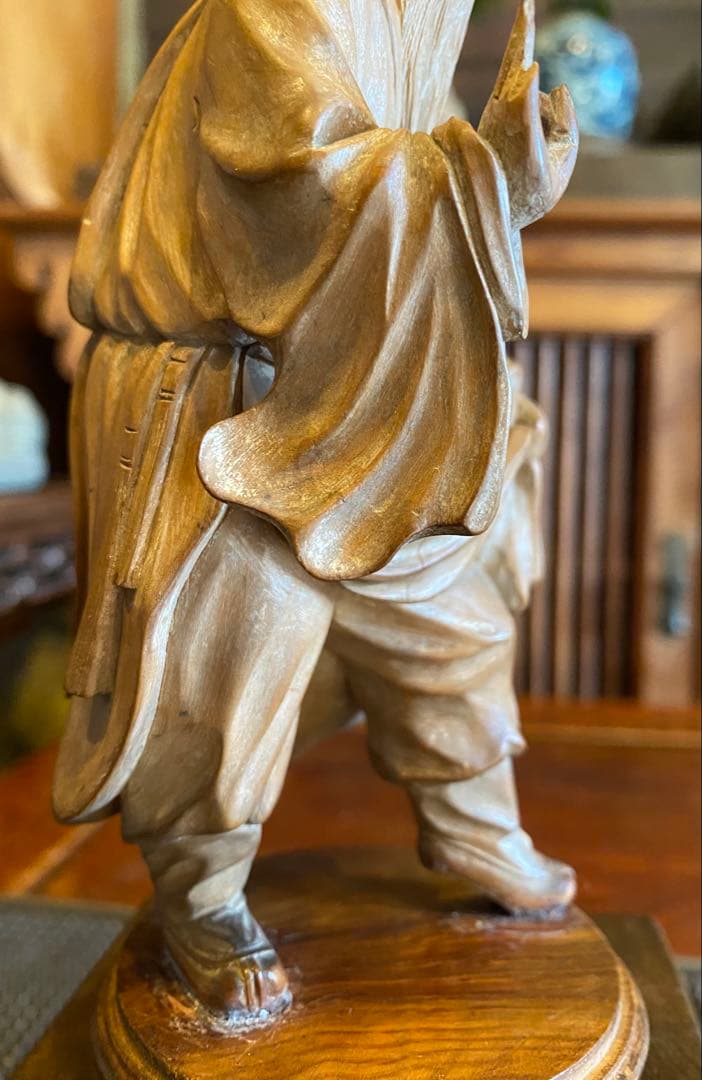 台湾木彫彫刻　福禄寿/仙人 鑑賞台座付 ヴィンテージ　レア 中国　台湾茶器