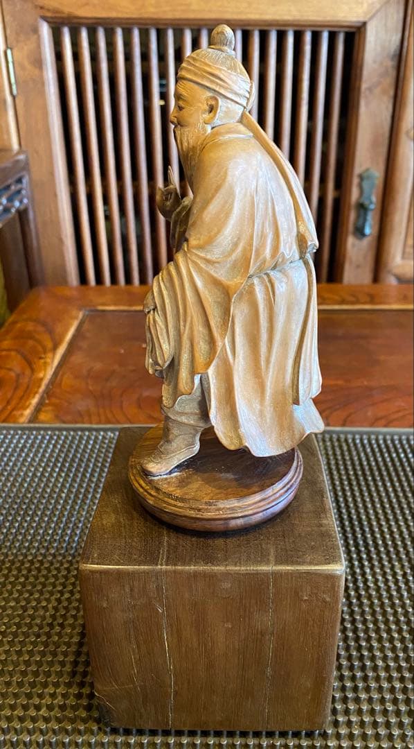 台湾木彫彫刻　福禄寿/仙人 鑑賞台座付 ヴィンテージ　レア 中国　台湾茶器