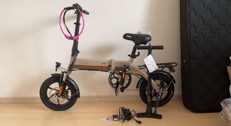 送料込 AiDDE 電動アシスト自転車 A1TS 14インチ カーキ おまけ付き