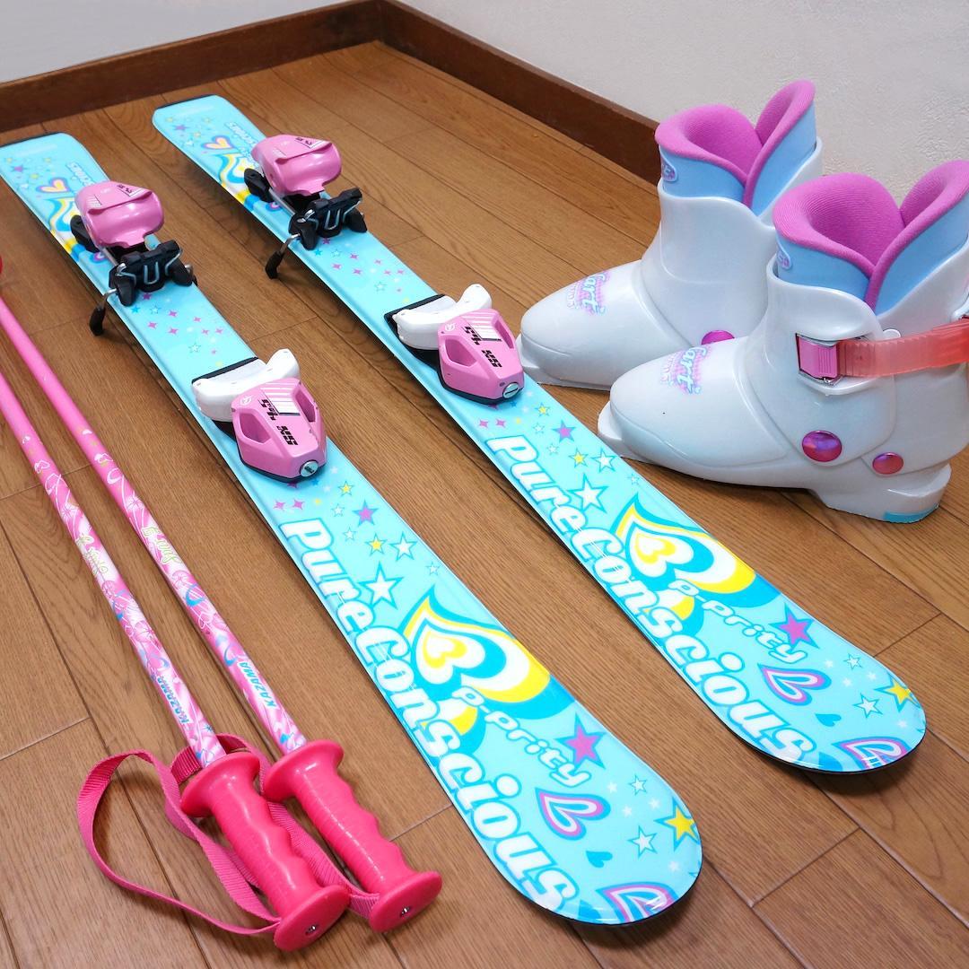 メンテ済 100cm 靴19cm PURE CONSCIOUS スキーセット