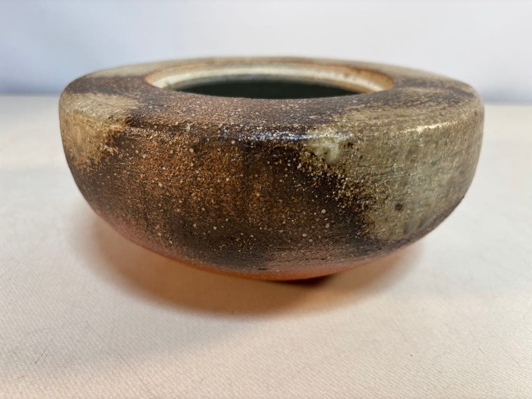 信楽焼　蓋付き陶器 陶印有り　 茶道具　平水指