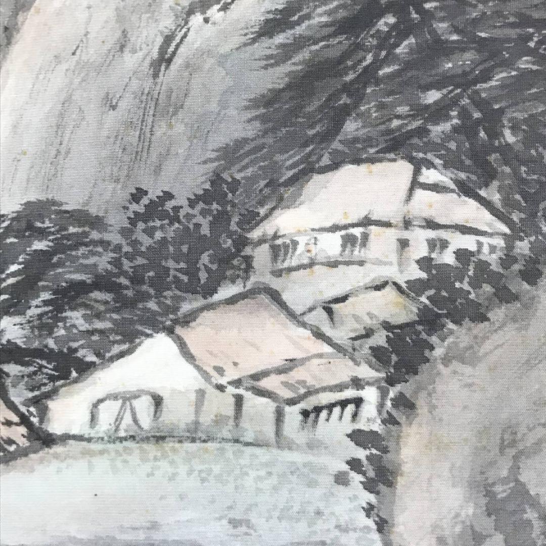 【真作】河野秋邨/山家図/山水図/横物/掛軸/名家伝来/AC-678