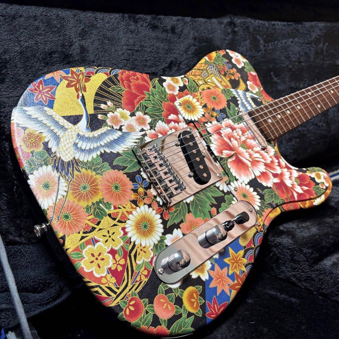 ❤️No,113❤️国産和柄 百花舞鶴 テレキャスター エレキギター