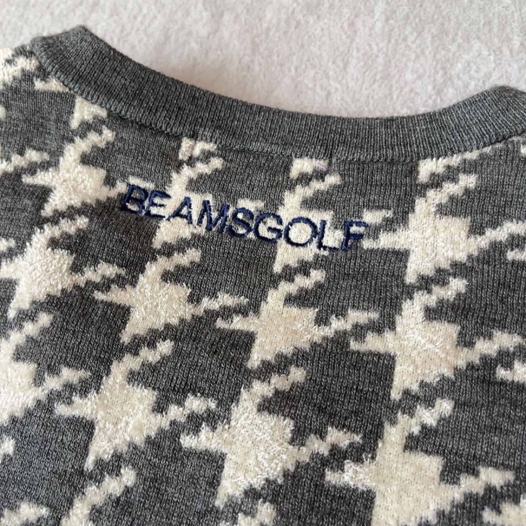美品　ビームスゴルフ　ウール　セーター　千鳥　ニット　裏地付　防風　L