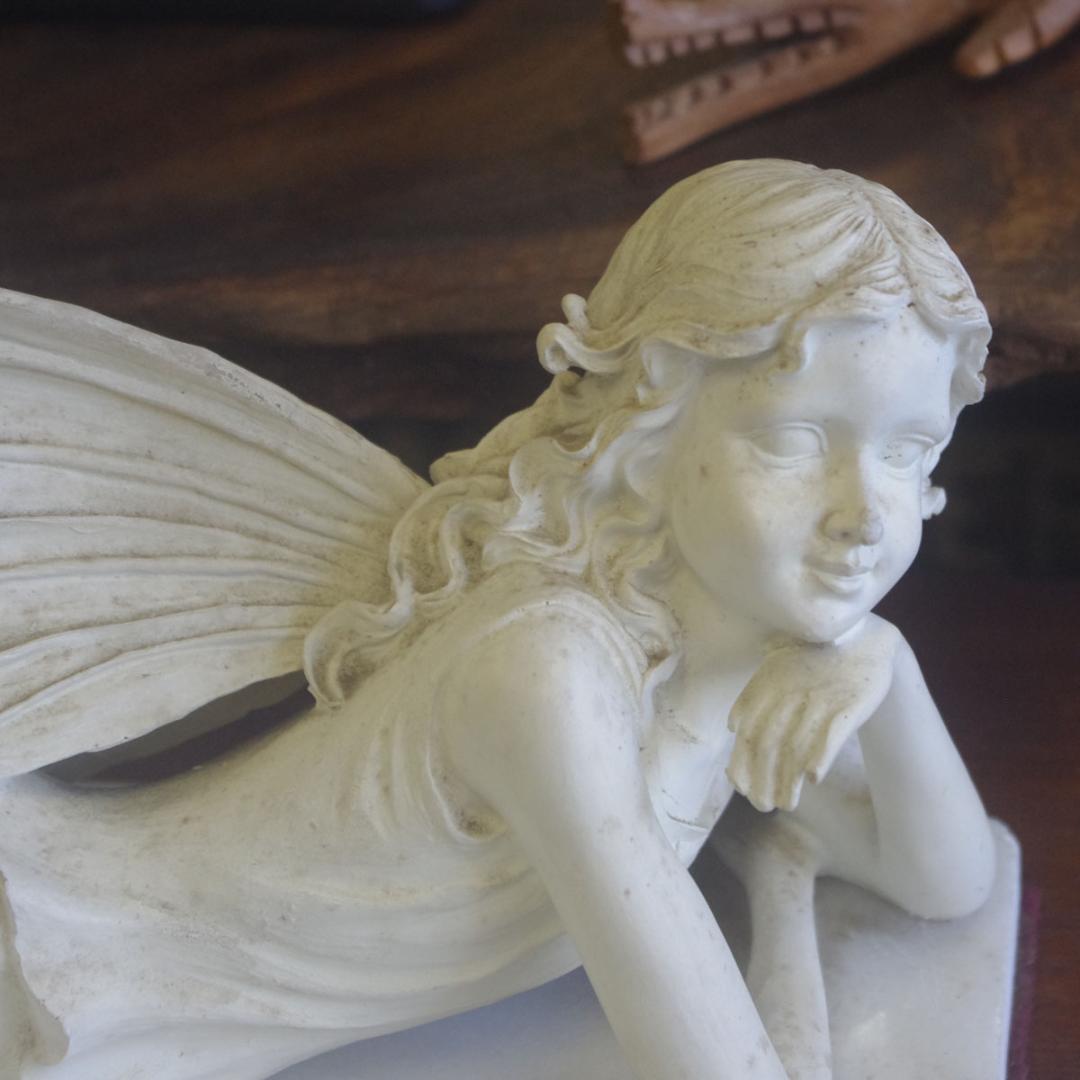 英国 妖精 フェアリー 彫像 ビンテージ 大理石調