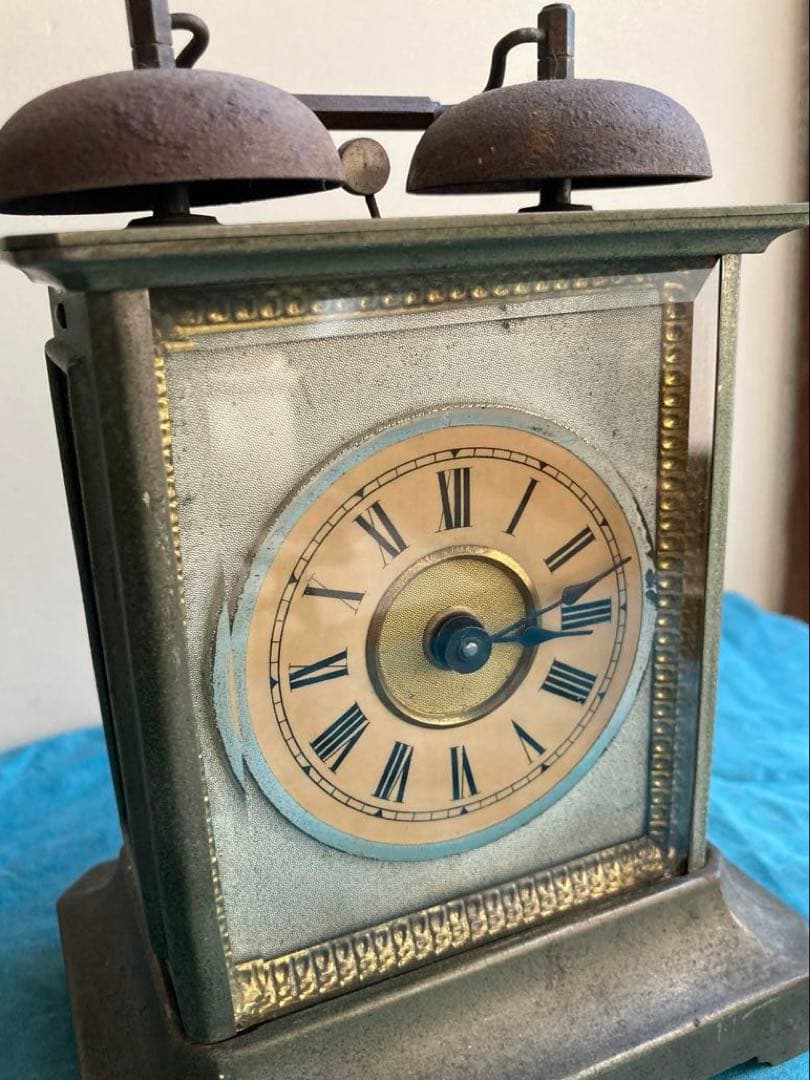 アンティーク ユンハンス /JUNGHANS 枕時計 ゼンマイ時計　双頭鐘