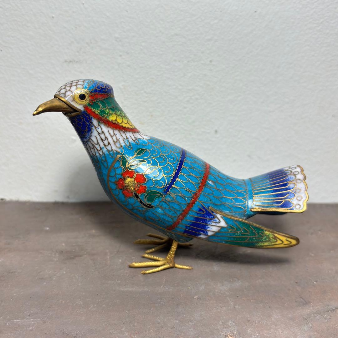 スス鳥　七宝　工芸　中国民藝　クロワゾネ