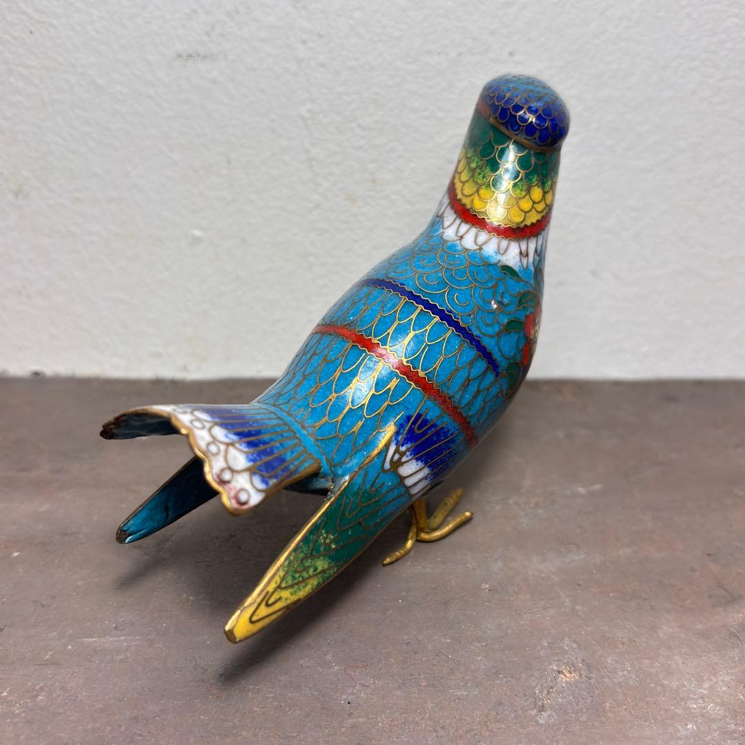 スス鳥　七宝　工芸　中国民藝　クロワゾネ