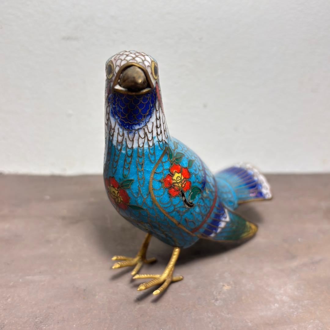 スス鳥　七宝　工芸　中国民藝　クロワゾネ