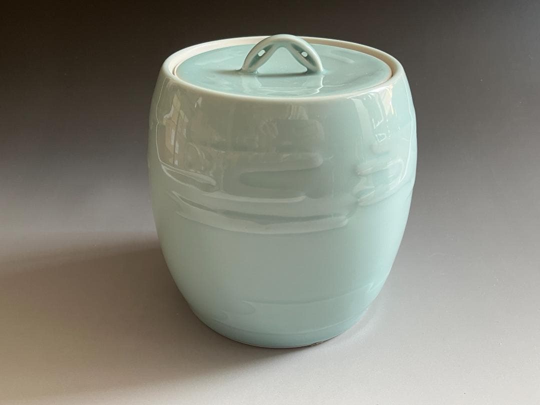 堀内宗完書付　央作　青磁雲文　水指　茶道具　表千家