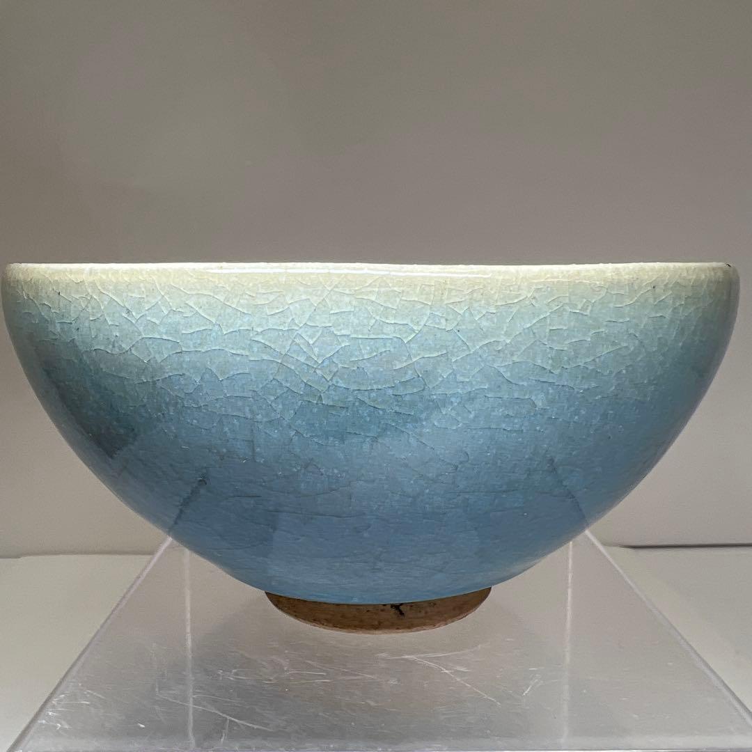 中国古玩　辰砂茶碗　木箱付　口径14.3㎝　東Y7-1223①タニト