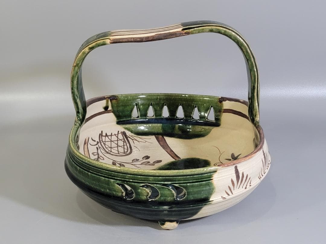 茶道具 織部 手鉢 共箱 美品 DT458