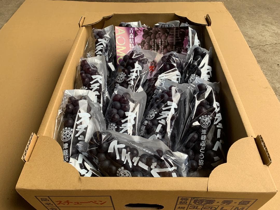 【かえる】青森県津軽地方産ぶどう　つるたスチューベン　約１５キロ家庭贈答用