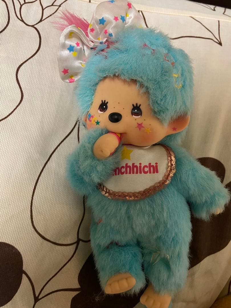 モンチッチ★レア★キーホルダーぬいぐるみ水色★星