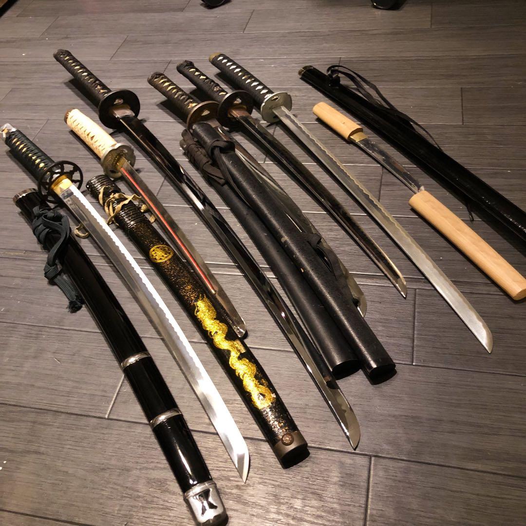 模造刀　大小7本セット　太刀　脇差　骨董品　模擬刀まとめ　鞘なし品あり　刀身