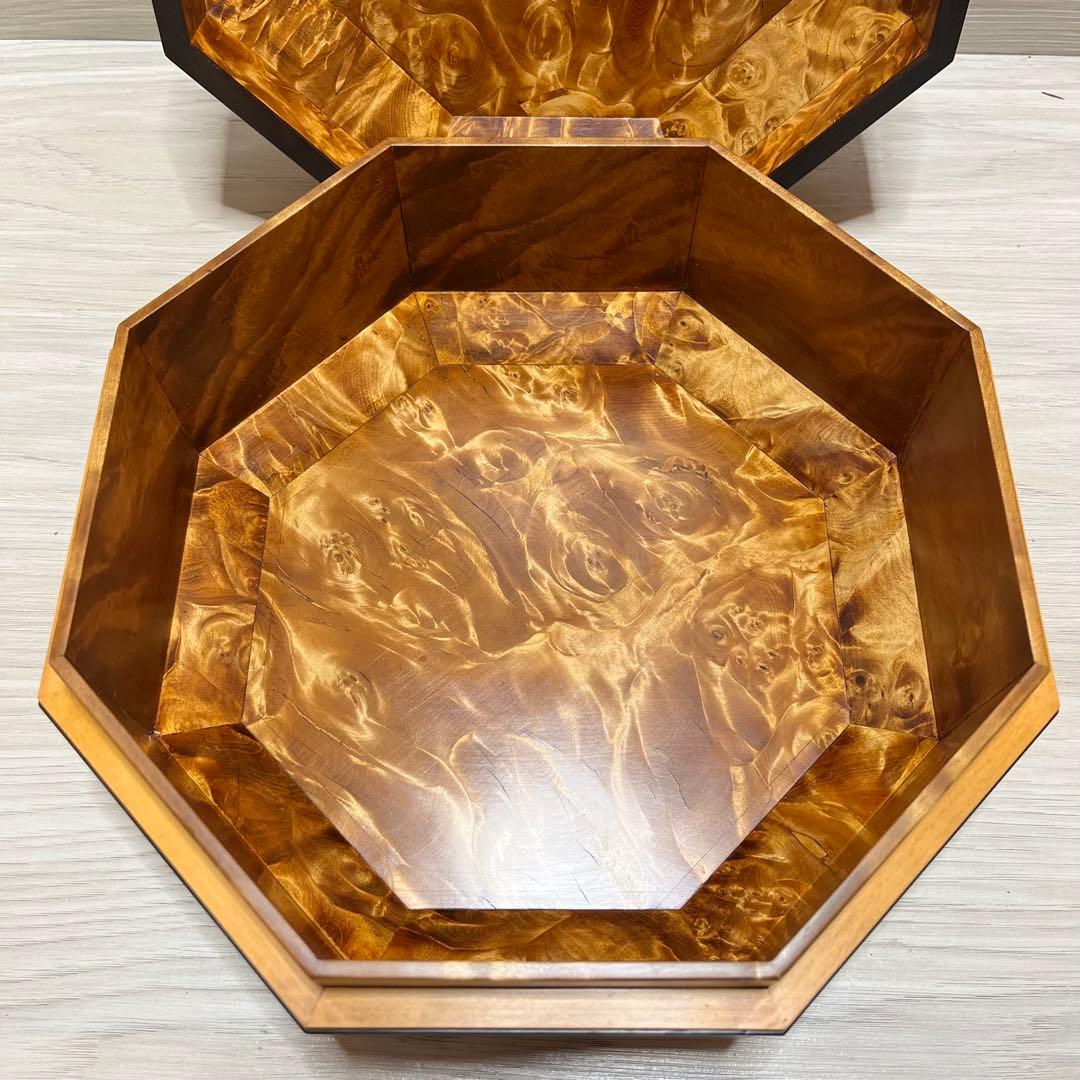 工芸品　栃拭漆八稜筥