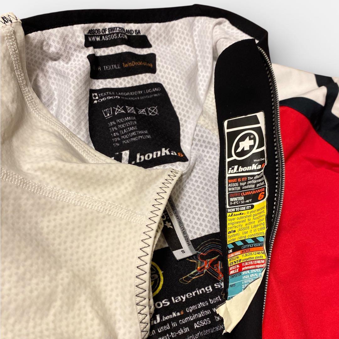 assosアソスメンズサイクルウェアジャケット長袖赤白黒冬用裏起毛ロードバイク