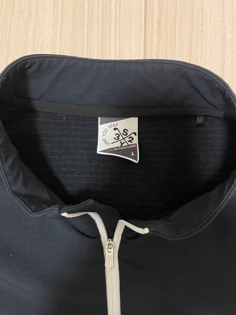 【美品】SY32 GOLF ハーフジップ L 黒 裏起毛 防風 ストレッチ