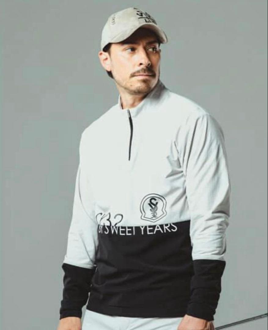 【美品】SY32 GOLF ハーフジップ L 黒 裏起毛 防風 ストレッチ