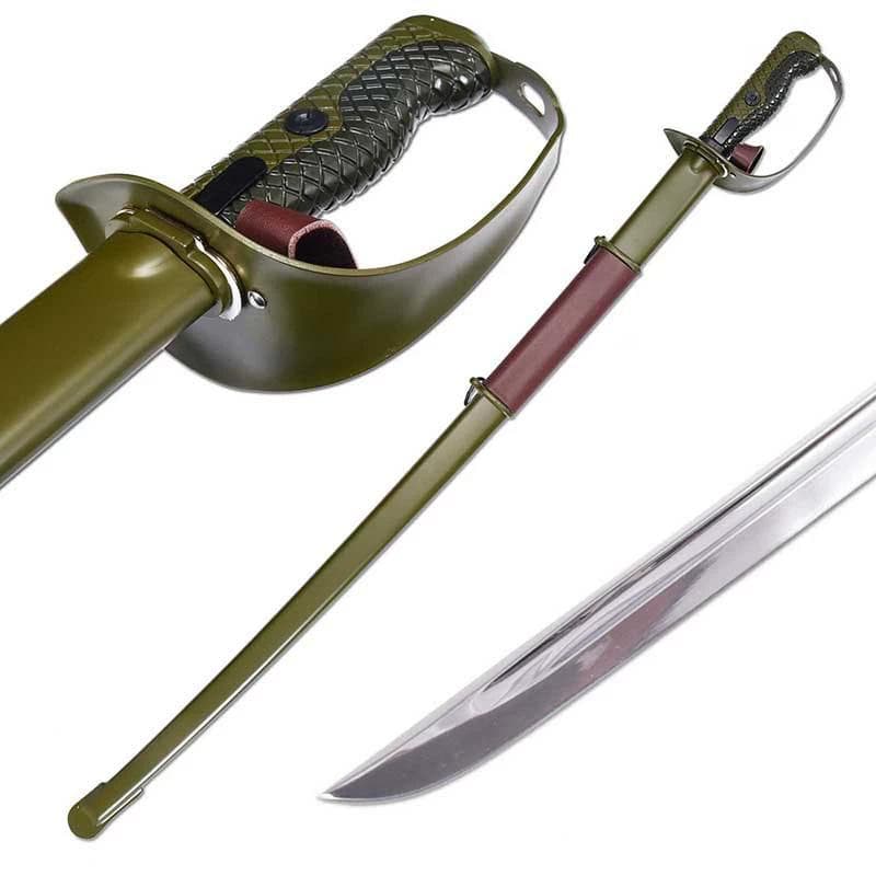 65式軍緑鞘金 日本刀 模造刀 居合刀 武士道 武蔵 鑑賞用 手鍛造打