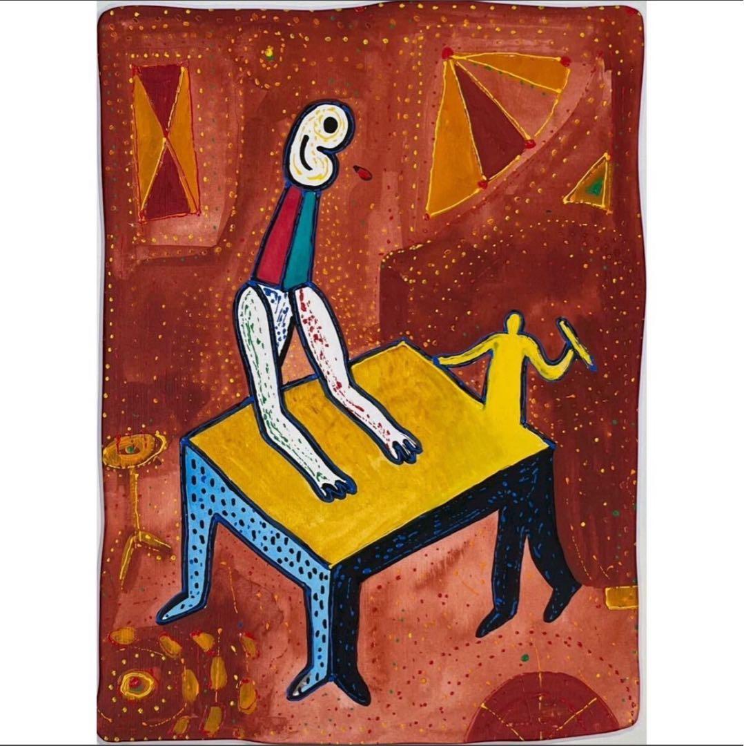 綿引明浩 無題 油彩 抽象画 押印あり 東京藝術大学院卒 一点物