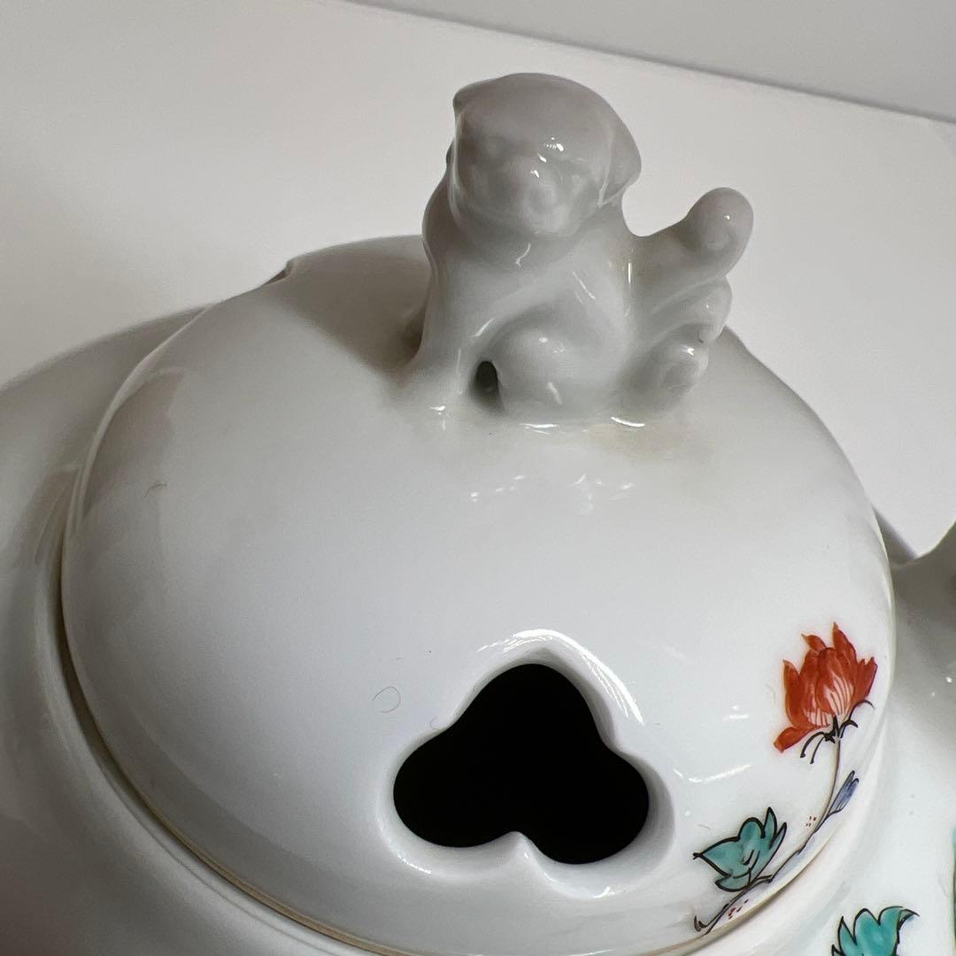 十三代　酒井田柿右衛門　錦牡丹文香炉　共箱　東Y8-0105☆2Fトヒカ