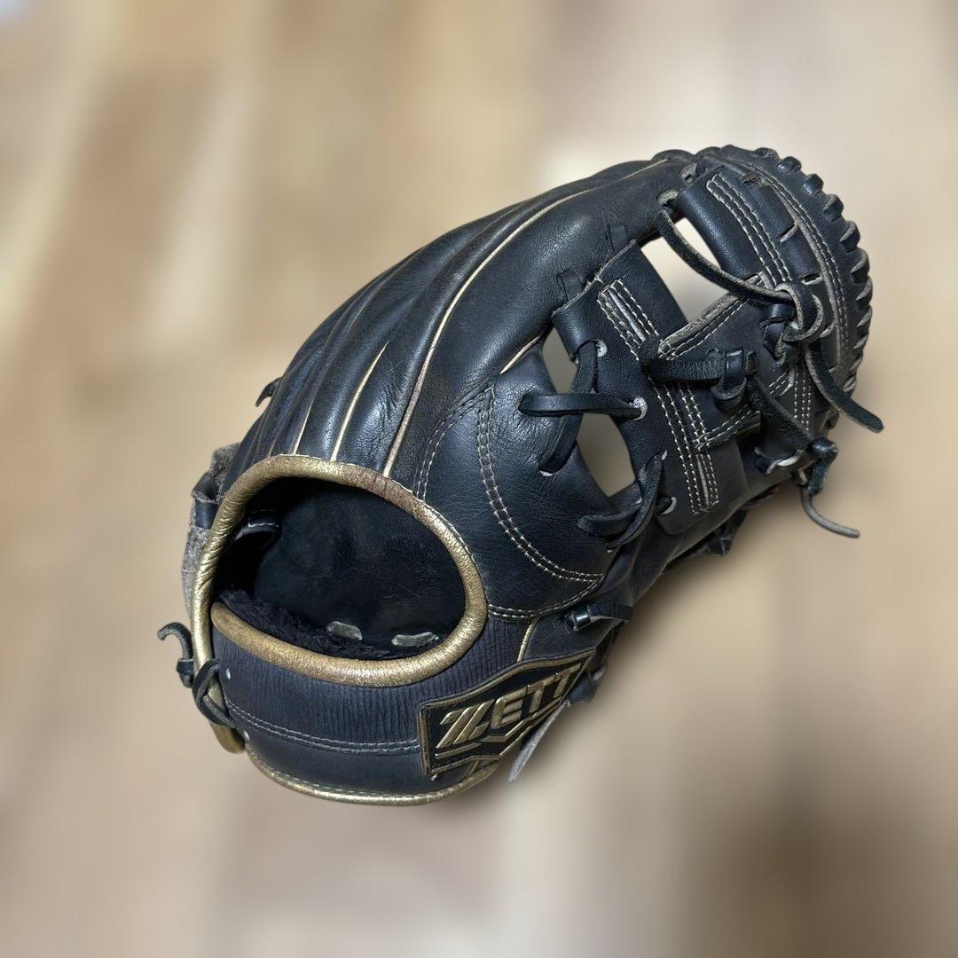 ZETT 軟式グローブ 黒 ゴールドアクセント