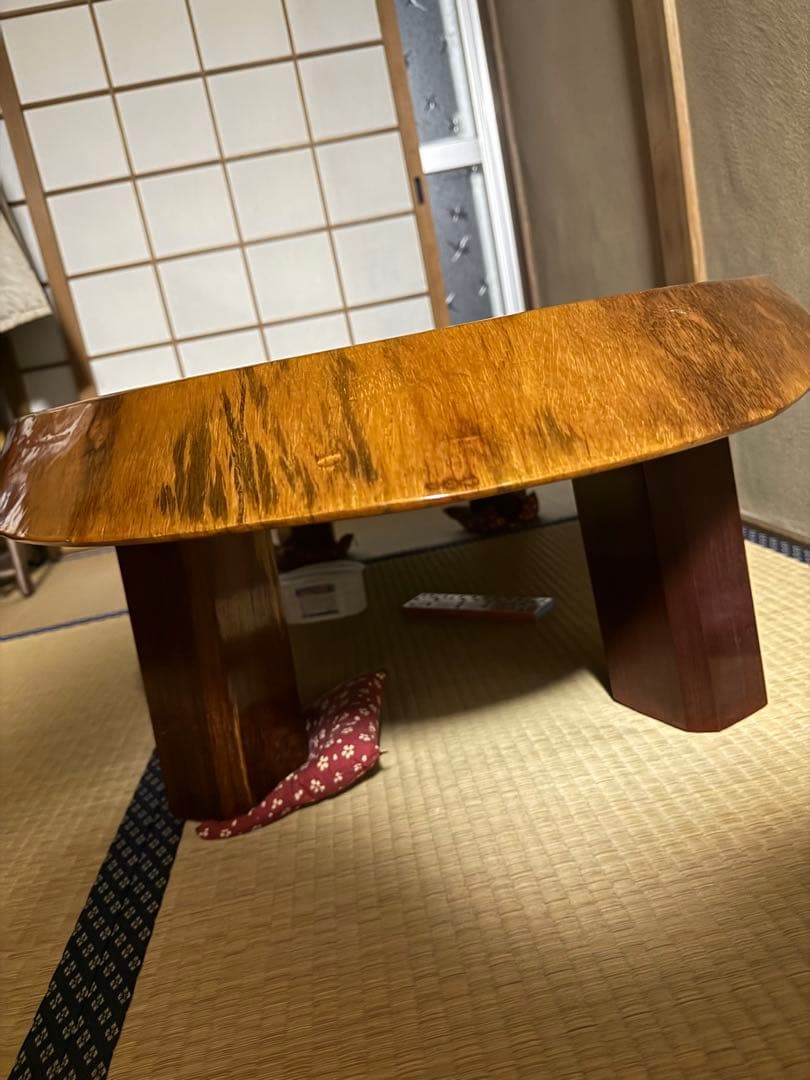 【中古】一枚板高級座卓　昭和レトロ　ヴィンテージ　古民家家具　ローテーブル