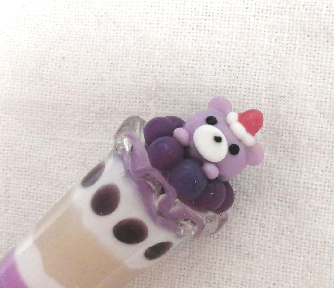 くまパフェ　ブルーベリー　ガラスペン