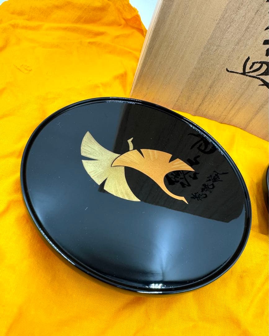 033輪島塗　銘々皿　鮓井漆器店謹製　2枚セット　未使用品　共箱　共布