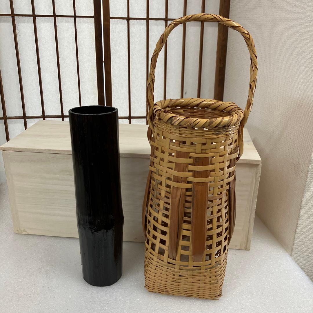 華道道具　花入　手向籠　竹編花入　升友斎　N123TKH
