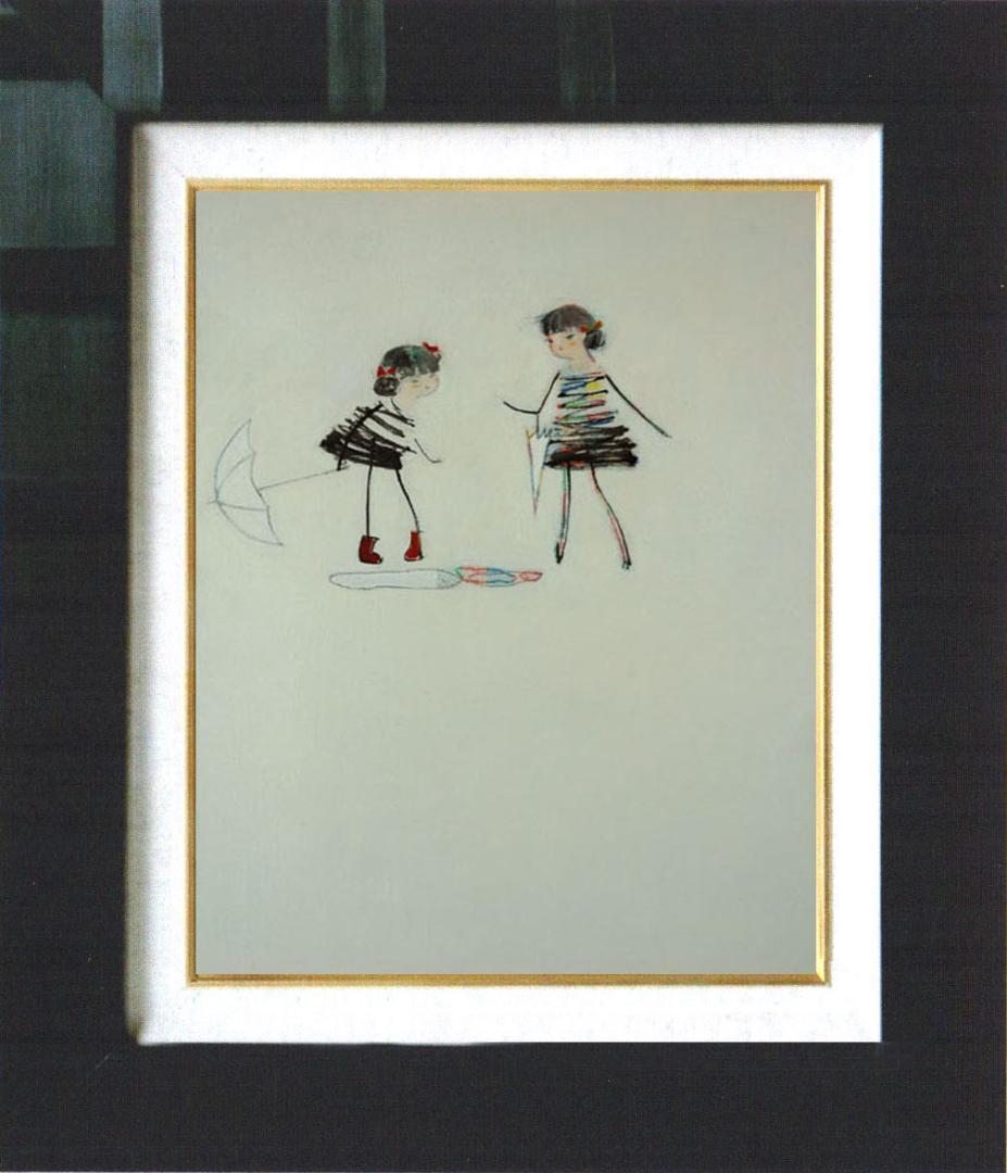 油絵 絵 絵画 インテリア F4-040314 人物 可愛い子供たち 雨上がり