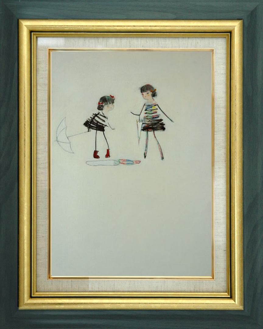 油絵 絵 絵画 インテリア F4-040314 人物 可愛い子供たち 雨上がり