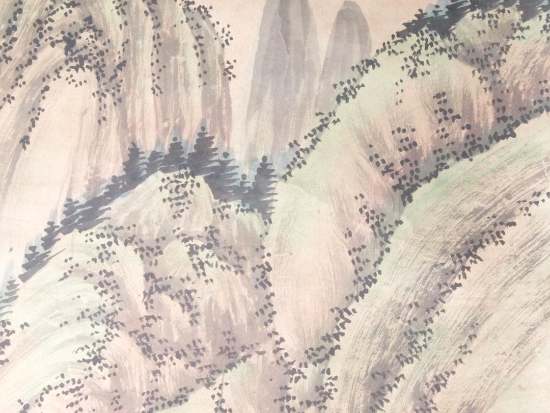 骨董掛け軸】風景図 中国　唐時代 肉筆保證 掛け軸AK1018-2A10-3