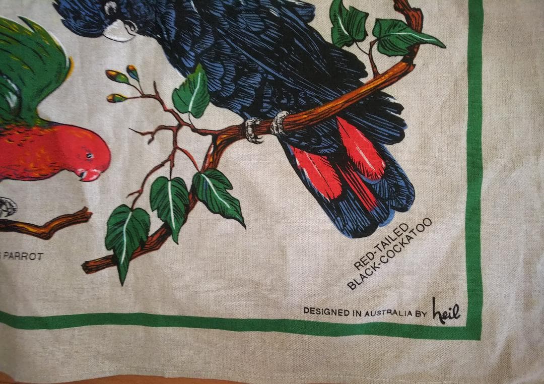 ヴィンテージ オーストラリア コアラ　野鳥プリント テーブルクロス