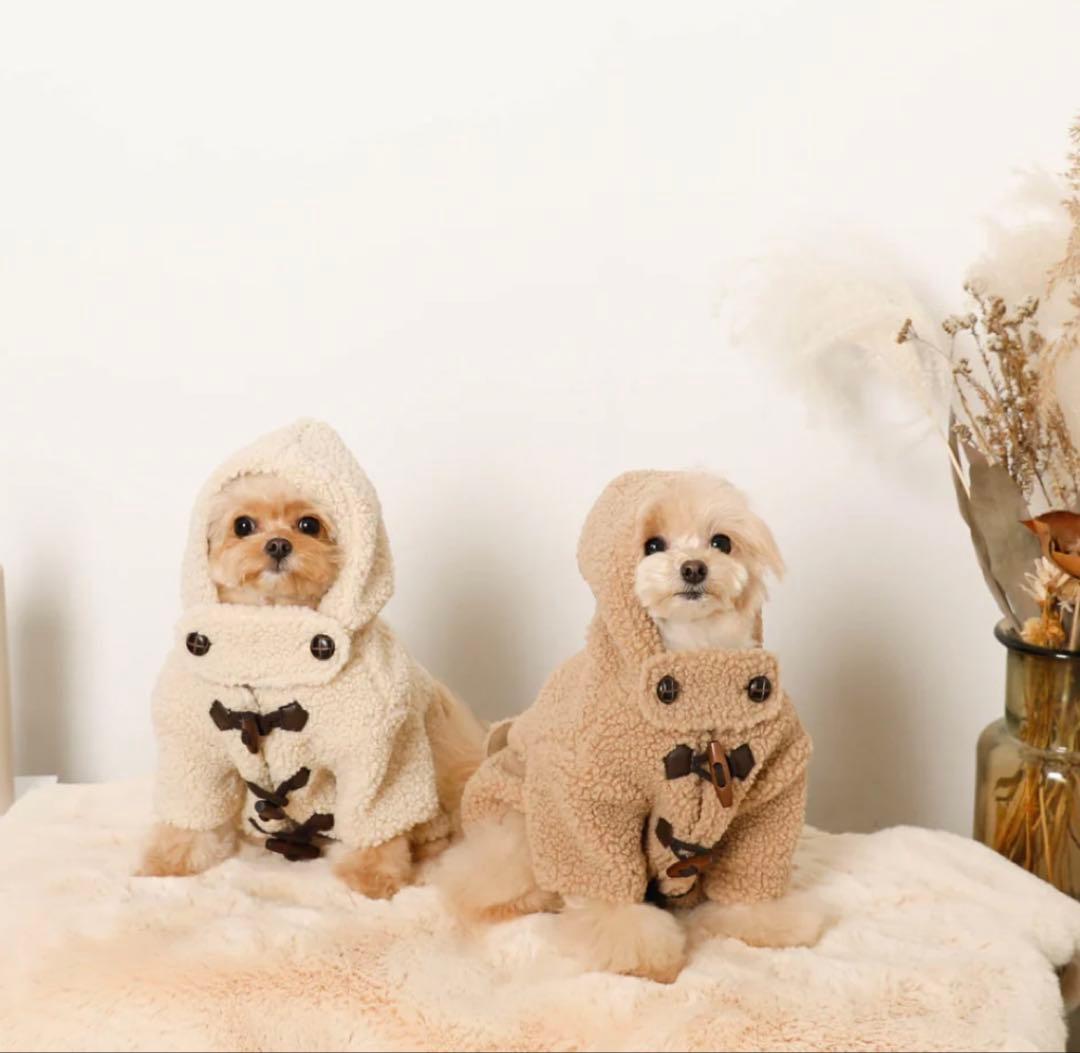 モンシェリ　ダッフルコート　犬服　ベージュMサイズ