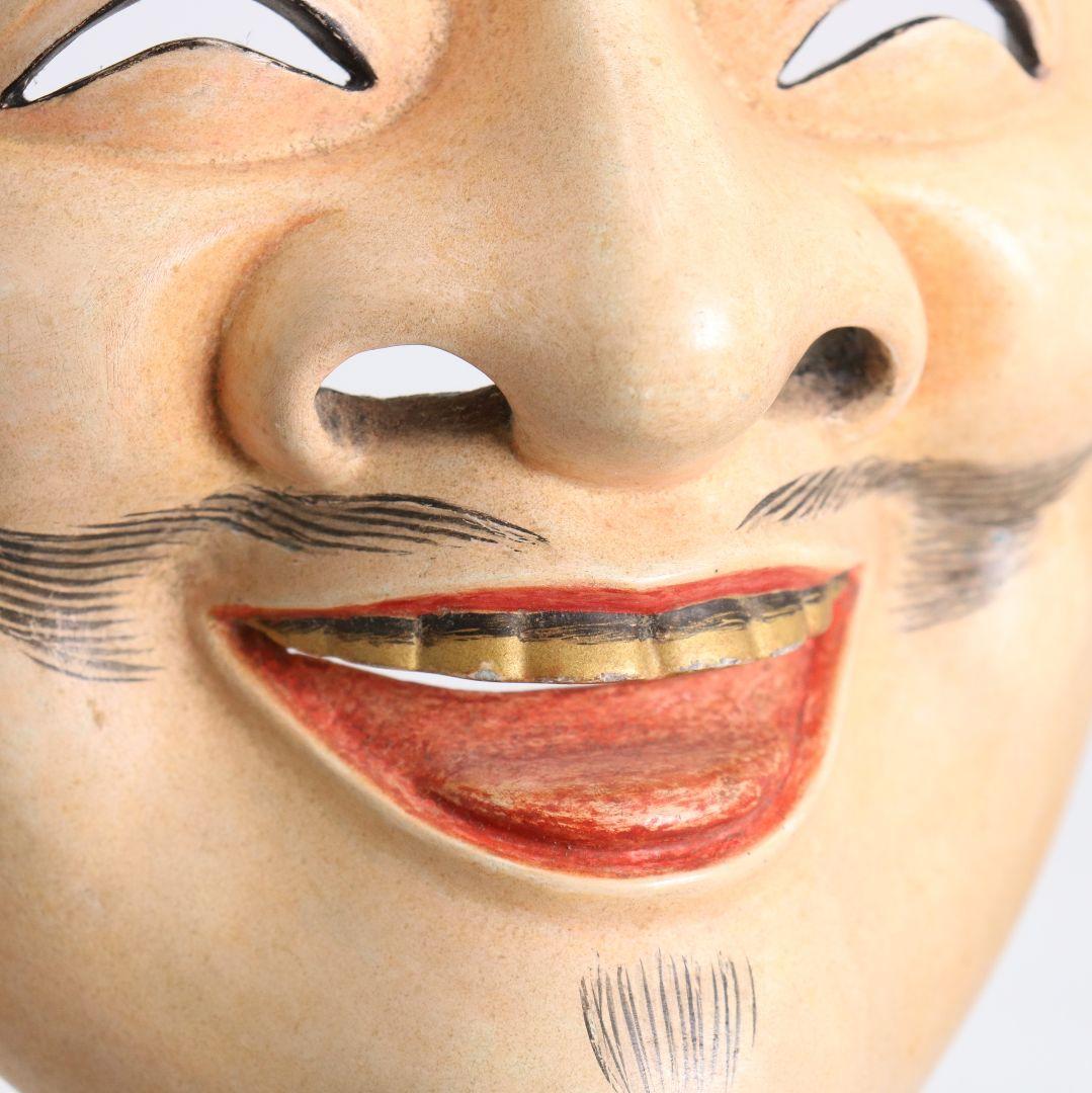 狂言面 恵比寿 彩色木彫 能面　AC1016