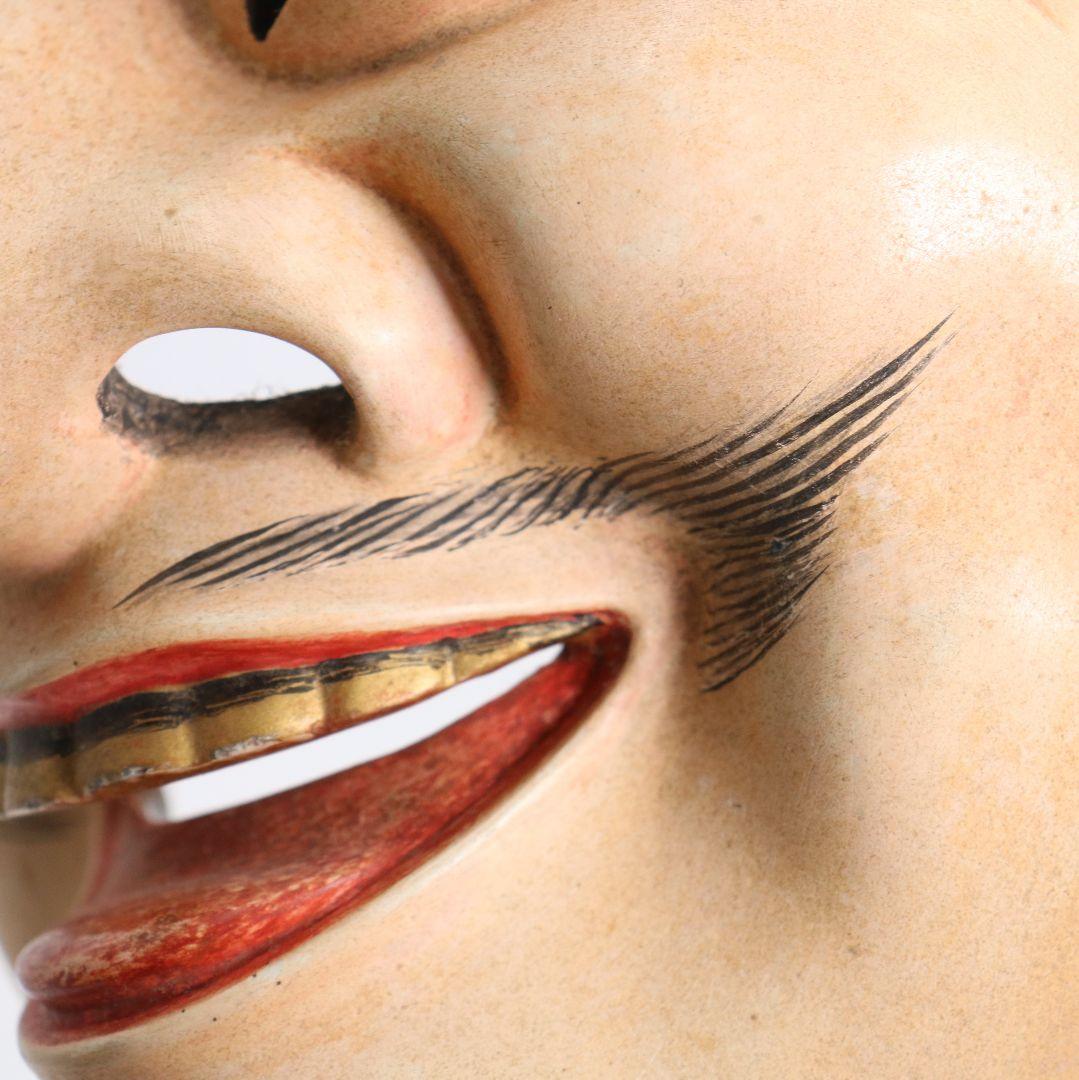 狂言面 恵比寿 彩色木彫 能面　AC1016