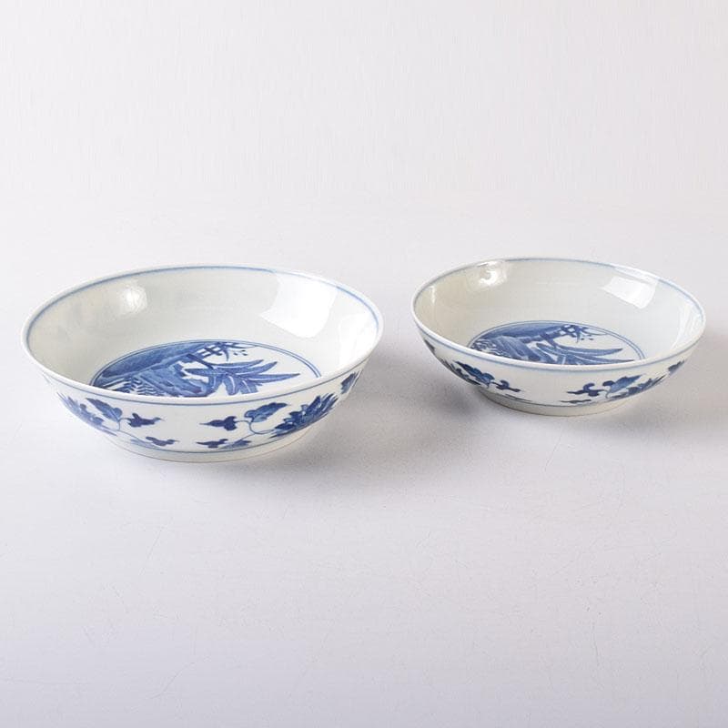 伊万里焼　古伊万里　染付　竹花文　鉢　一対　Ｃ　7603