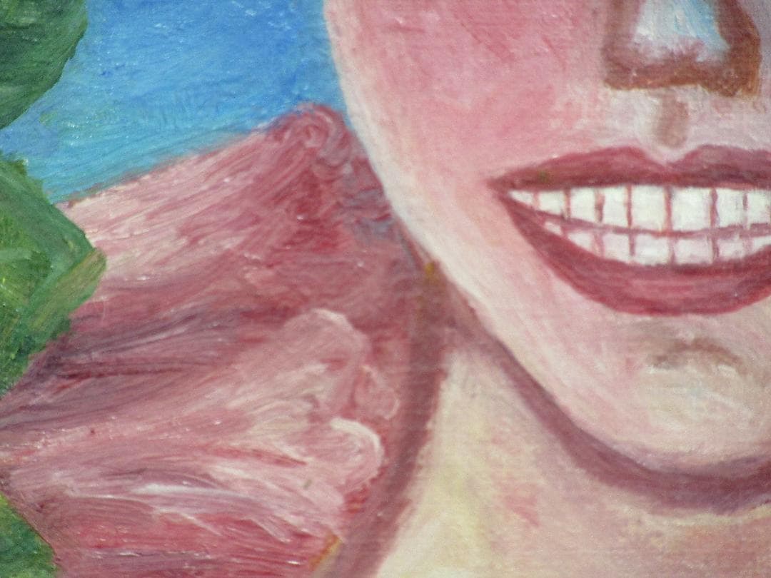 若い女性像・額装済み　キャンバスに油彩画（F10号53×45.5cm）人物画