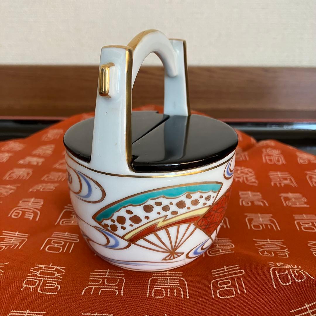 最終お値下げ 茶道具 京焼 手塚祥堂造色絵手桶茶入