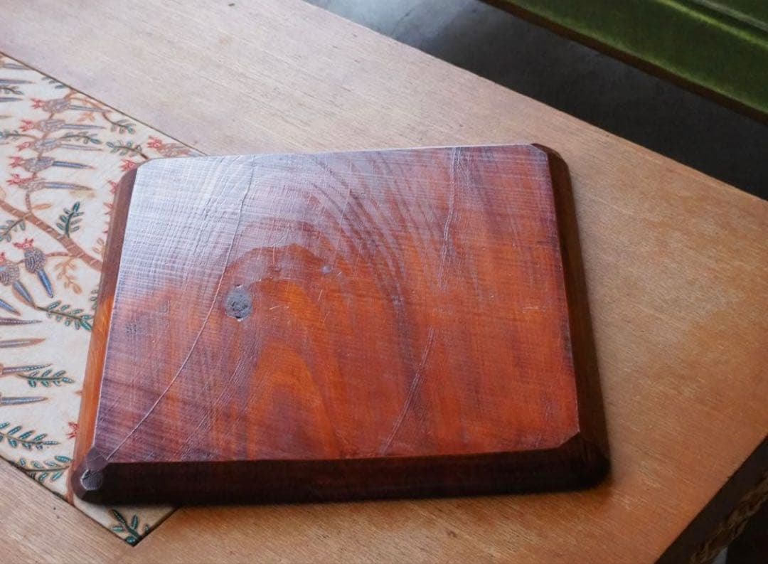 讃岐盆　超美品　木製彫刻模様入り　正方形　お盆　トレー　3枚セット